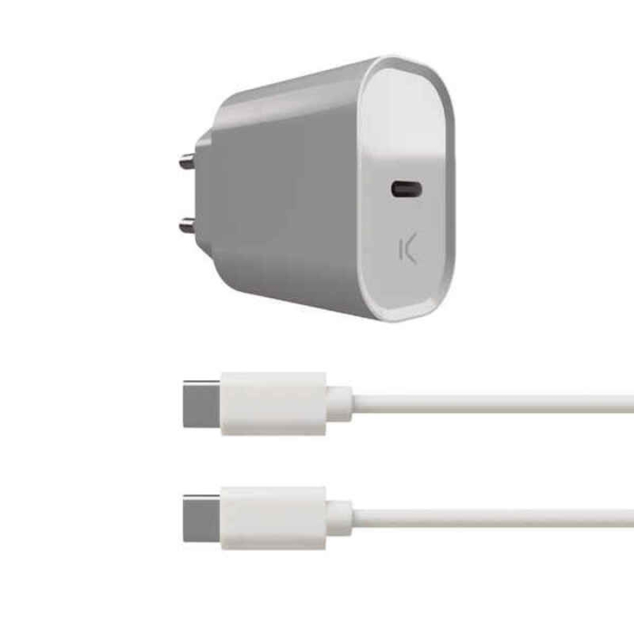 Vægoplader + USB kabel KSIX Hvid 20W image