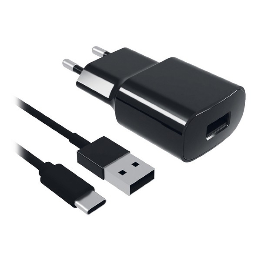 Vægoplader + USB kabel Contact 8427542980744 2A Sort image