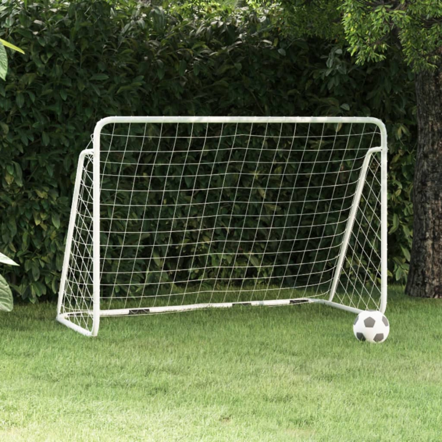 Fodboldmål Med Net 180X90X120 Cm Stål Hvid image