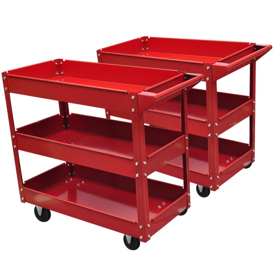 140157 Workshop Tool Trolleys With 3 Shelves 2 Pcs image