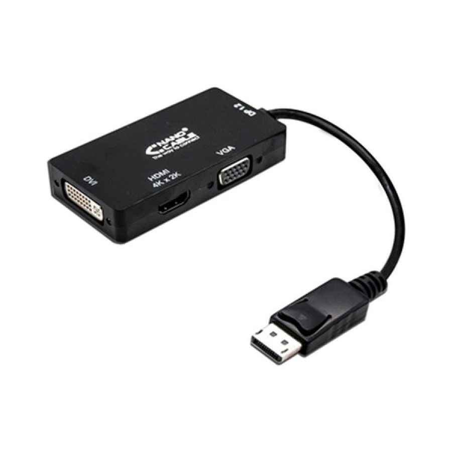 DisplayPort til VGA/DVI/HDMI-adapter 3 en 1 NANOCABLE 10.16.3301-BK Sort image