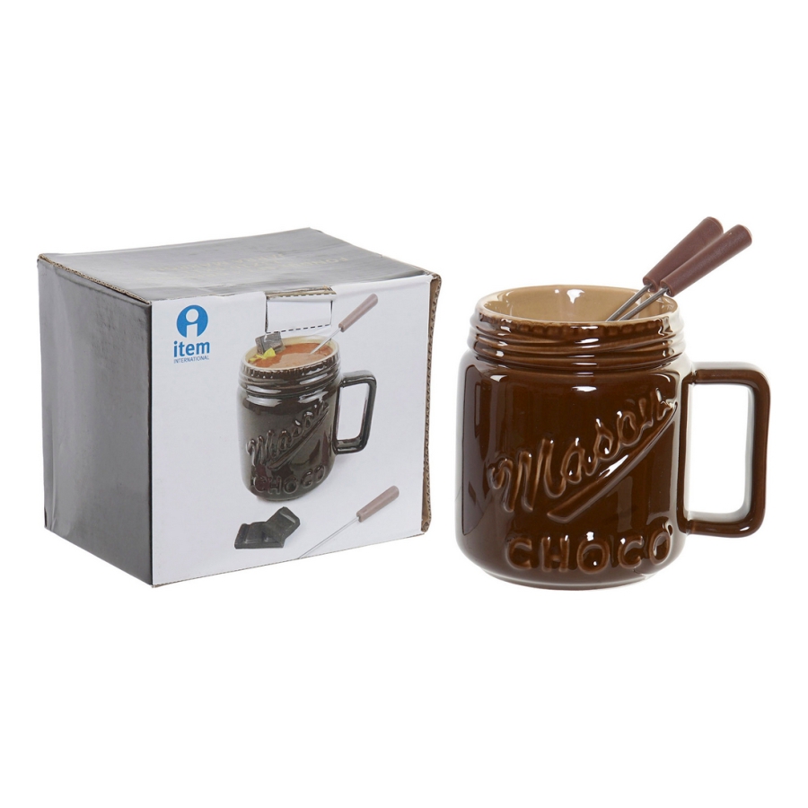 Chokoladefondue DKD Home Decor (4 pcs) Porcelæn image