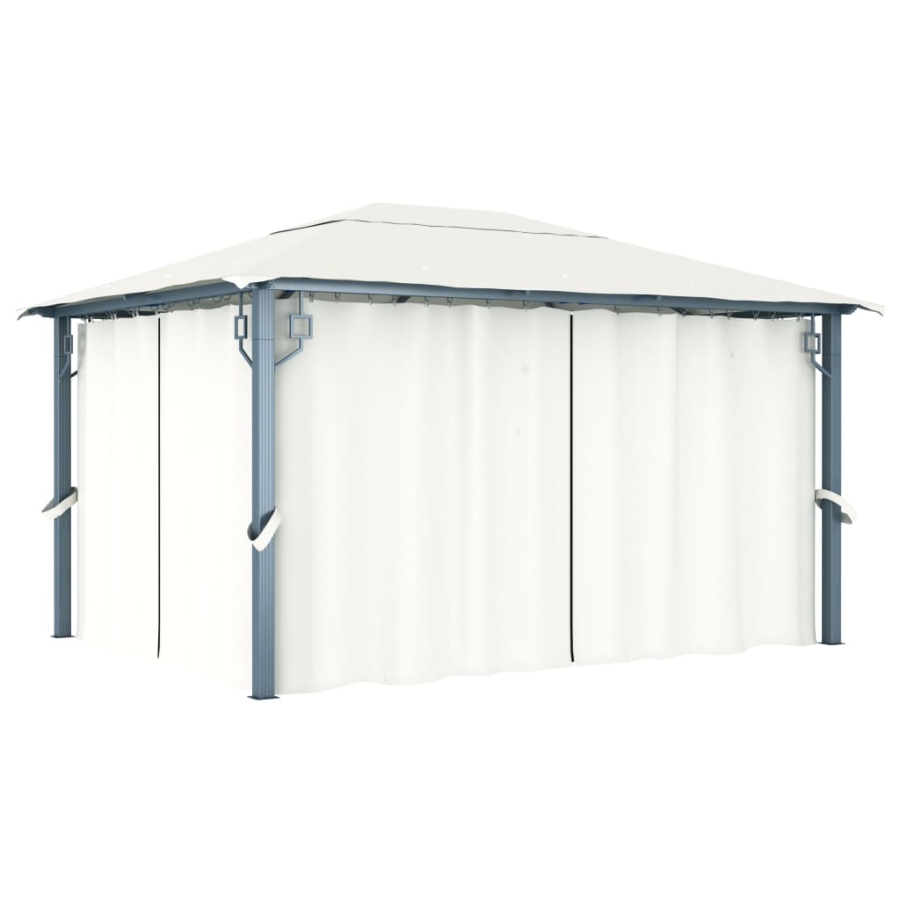 Havepavillon Med Gardin 400X300 Cm Aluminium Cremefarvet image