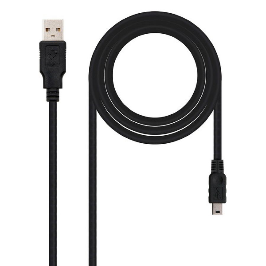 USB 2.0 A til mini USB B-kabel NANOCABLE 10.01.0403 3 m Sort image