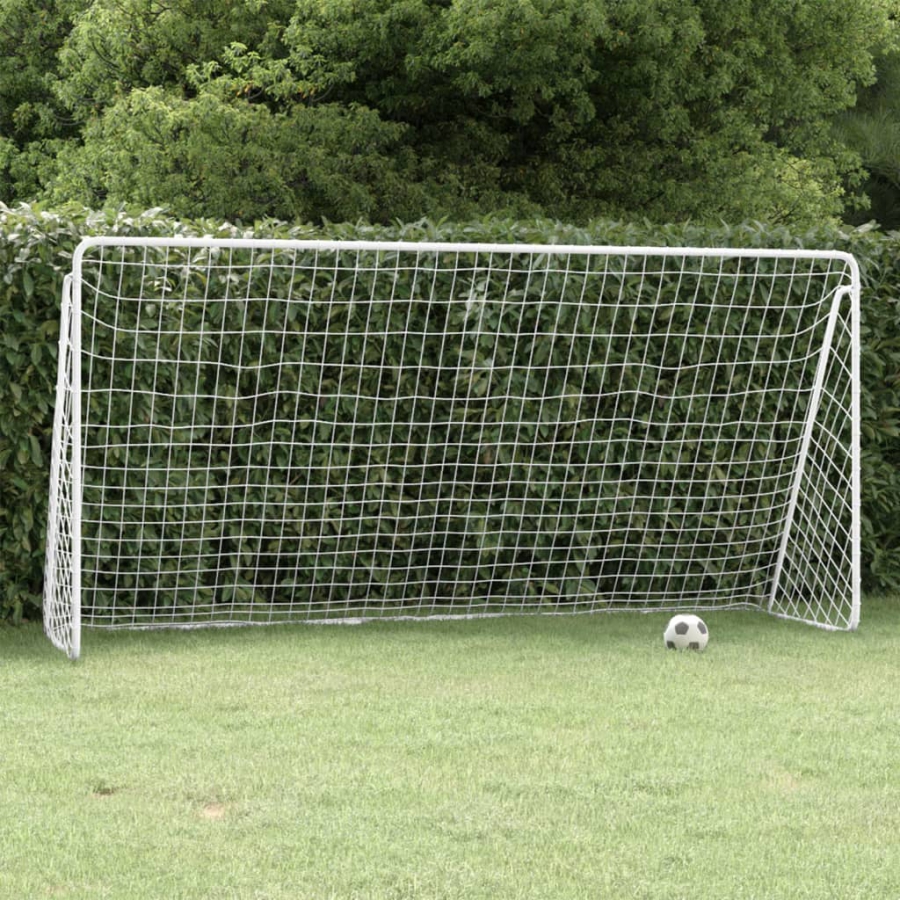 Fodboldmål Med Net 366X122X182 Cm Stål Hvid image