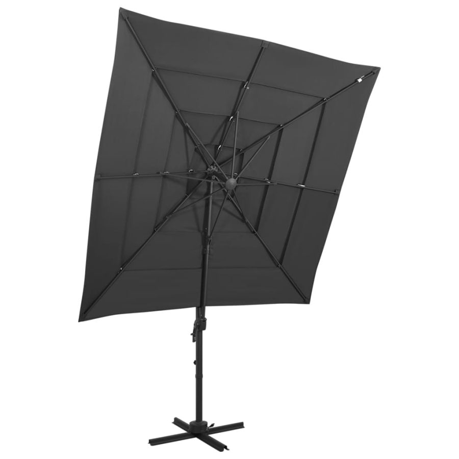 Parasol Med Aluminiumsstang I 4 Niveauer 250X250 Cm Antracitgrå image