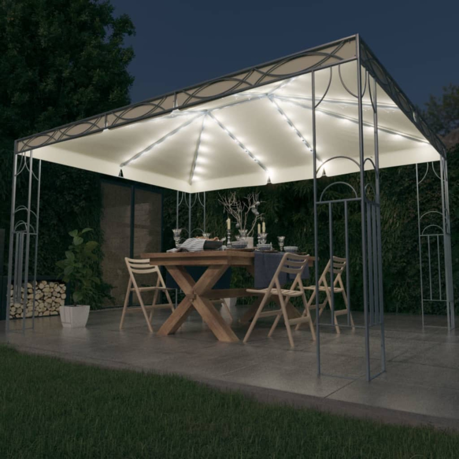 Pavillon Med Led-Lyskæder 400X300 Cm Cremefarvet image