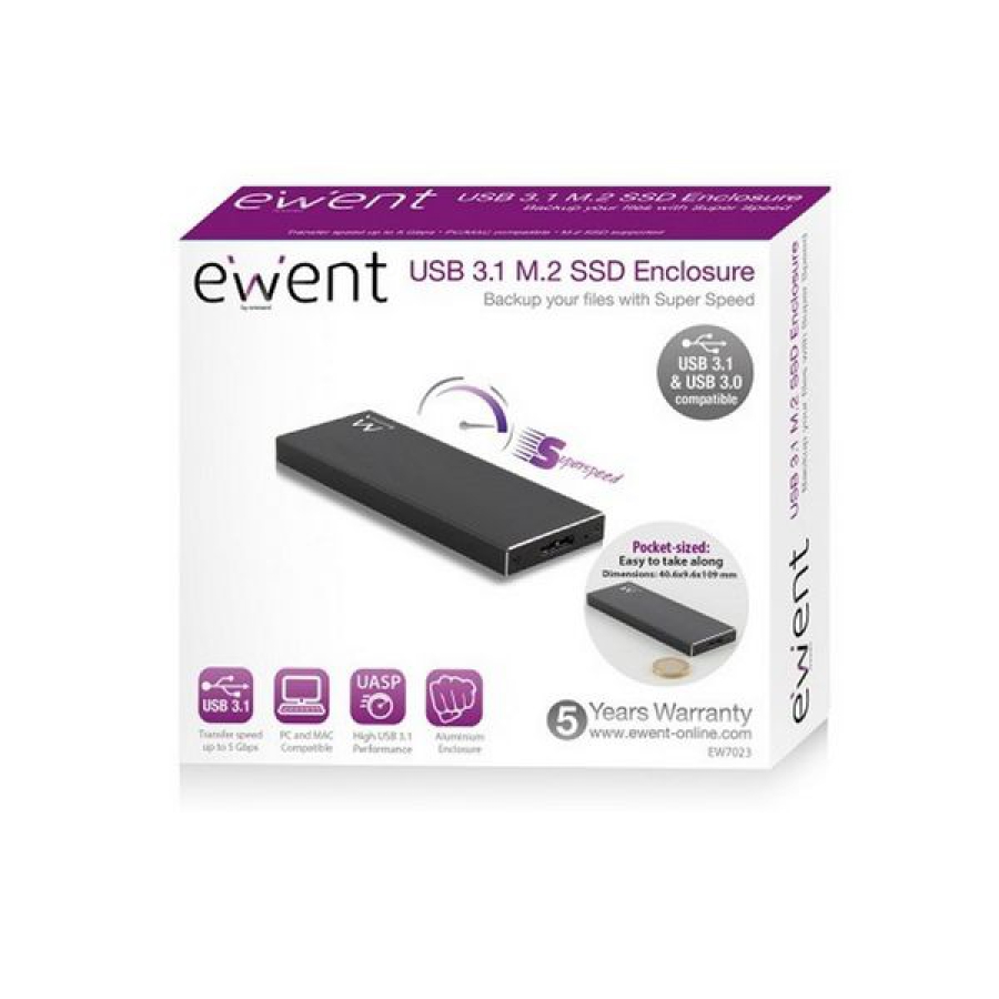 Ekstern Boks Ewent EW7023 SSD M2 USB 3.1 Aluminium     image