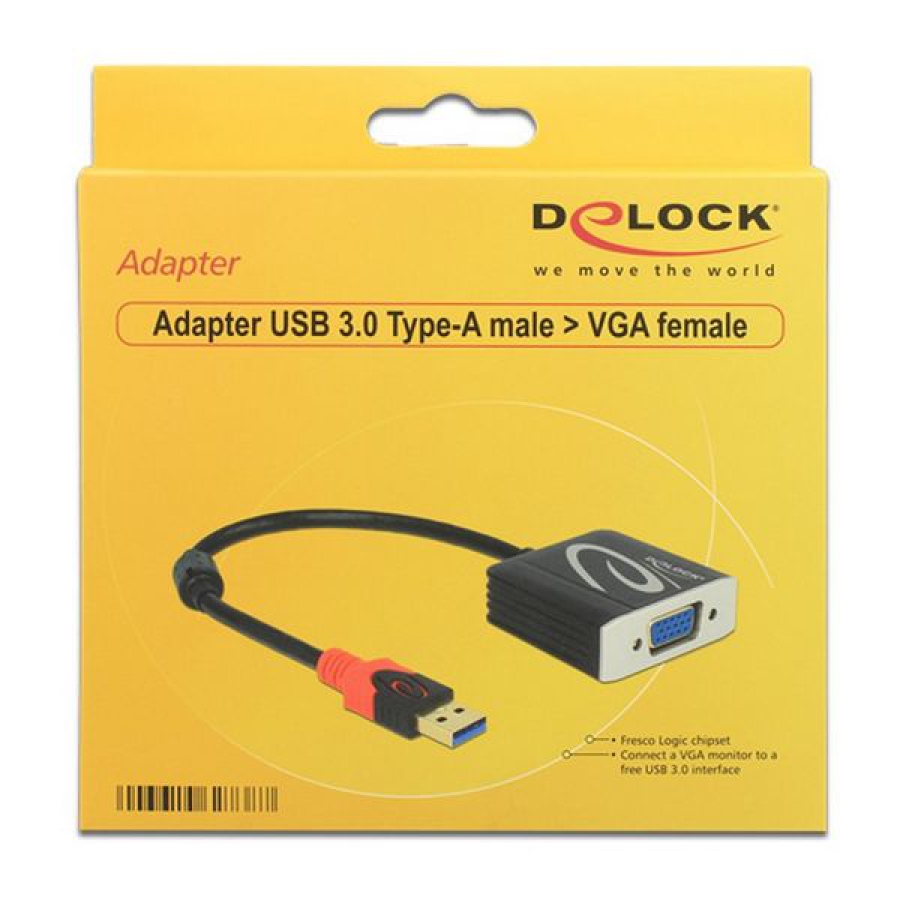 USB 3.0 til VGA-adapter DELOCK 62738 20 cm Sort image