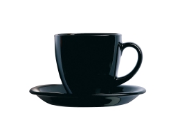 Set med kopper og underkopper Luminarc Carine Sort Glas 22 cm (12 Dele)