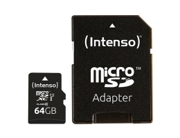 Mikro-SD-hukommelseskort med adapter INTENSO 34234 UHS-I XC Premium Sort