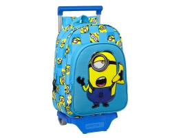 Skolerygsæk med Hjul Minions Minionstatic Blå (26 x 34 x 11 cm)