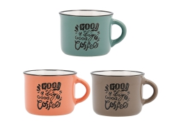 Set med kopper Quid Frappe Deco Keramik 80 ml Multifarvet