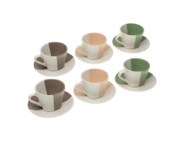 Set med kopper og underkopper Versa Clara Keramik 9 x 6,5 x 9 cm