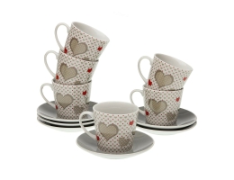 Set med kopper og underkopper Versa Sweet Porcelæn 9 x 14 x 14 cm 10,5 x 8 x 6 cm 14 x 14 x 2 cm