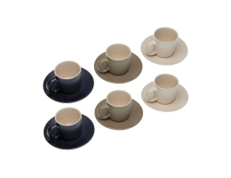 Set med 6 tekopper og underkopper Versa Tashi Stentøj 8,3 x 7,8 x 8,3 cm
