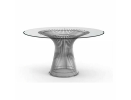 Spisebord DKD Home Decor Sølvfarvet Stål Hærdet glas (130 x 130 x 75 cm)