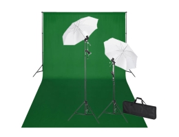 Studiosæt Med Grøn Fotobaggrund Og Lamper 600 X 300 Cm  