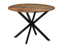 Spisebord Ã˜110X78 Cm Massivt Genbrugstræ Og Stål