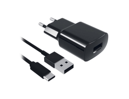 Vægoplader + USB kabel Contact 8427542980744 2A Sort