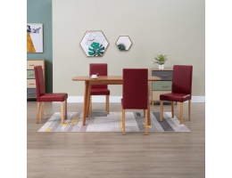  Spisebordsstole 4 Stk. Rød Kunstlæder 