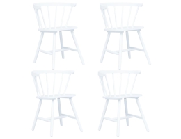 Spisebordsstole 4 Stk. Massivt Gummitræ Hvid