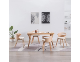 Spisebordsstole 4 Stk. Bøjet Træ Og Kunstlæder Cremefarvet 