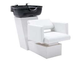 Frisørstol Med Vask 129X59X82 Cm Kunstlæder Hvid Og Sort
