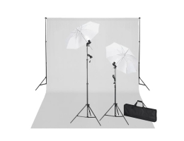 Studiosæt Med Hvid Fotobaggrund Og Lamper 600 X 300 Cm