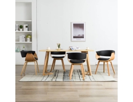 Spisebordsstole 4 Stk. Bøjet Træ Og Kunstlæder Sort 