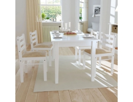 Spisebordsstole 4 Stk. Massivt Gummitræ Og Fløjl Hvid