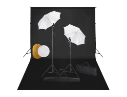 Fotostudieudstyr Med Lamper; Paraplyer; Baggrund Og Reflektor