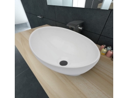 Keramisk Luksushåndvask Oval Hvid 40 X 33 Cm   