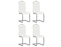 Spisebordsstole Med Cantilever 4 Stk. Kunstlæder Hvid 