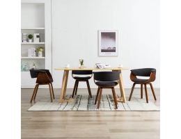 Spisebordsstole 4 Stk. Bøjet Træ Og Stof Grå 