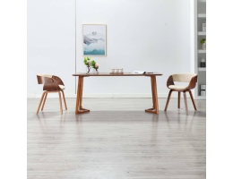 Spisebordsstole 2 Stk. Bøjet Træ Og Kunstlæder Cremefarvet