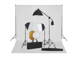 Fotostudieudstyr Med Softbox-Lamper; Baggrund Og Reflektor
