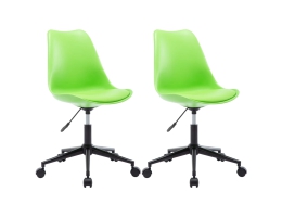 Drejelige Spisebordsstole 2 Stk. Kunstlæder Grøn 