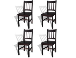 Spisebordsstole 4 Stk. Fyrretræ Mørkebrun