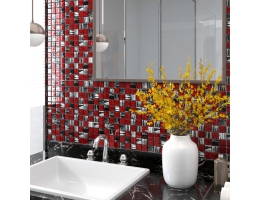 Mosaikfliser 11 Stk. 30X30 Cm Glas Sort Og Rød