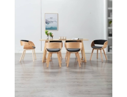 Spisebordsstole 6 Stk. Bøjet Træ Og Kunstlæder Sort 