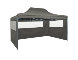 Foldbart Telt Med 3 Sidevægge 3 X 4;5 M Antracitgrå 