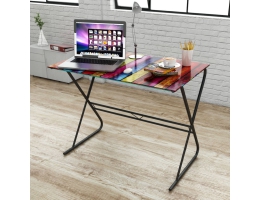 Glasskrivebord Med Regnbuemønster