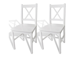 Spisebordsstole 2 Stk. Fyrretræ Hvid