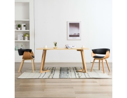 Spisebordsstol 2 Stk.Bøjet Træ Og  Kunstlæder Sort