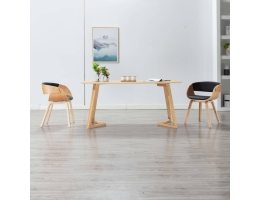 Spisebordsstol 2 Stk. Bøjet Træ Og  Kunstlæder Sort