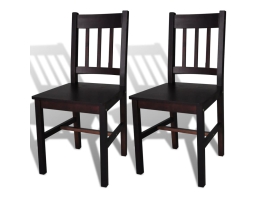 Spisebordsstole 2 Stk. Fyrretræ Mørkebrun