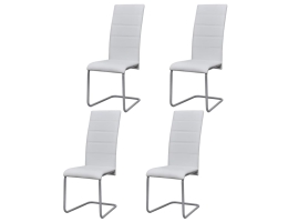 Spisebordsstole Med Cantilever 4 Stk. Kunstlæder Hvid