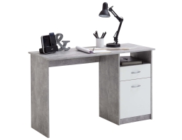 Fmd Skrivebord Med 1 Skuffe 123 X 50 X 76;5 Cm Betongrå Og Hvid 