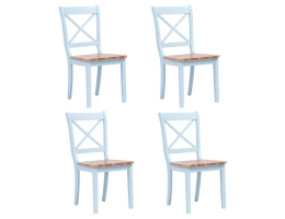 Spisebordsstole 4 Stk. Massivt Gummitræ Grå Og Lyst Træ